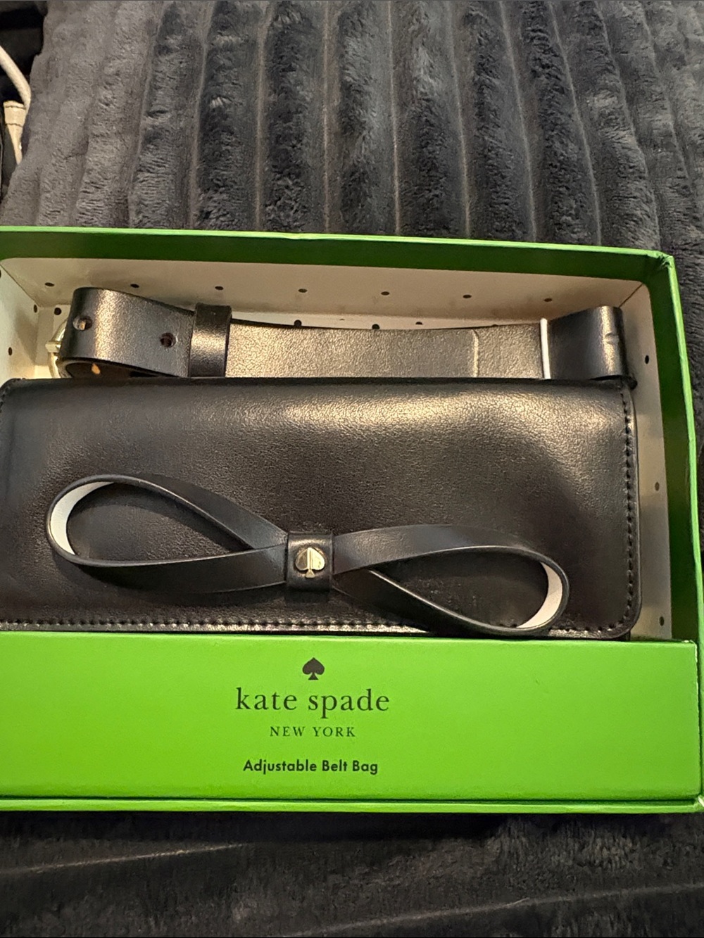 kate spade Black Leather Crossbody/Belt Bag with Bow Accent